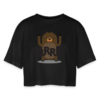 grrrr - Frauen Oversized Cropped T-Shirt - Schwarz - Vorne - AI Model Female 172 light (172cm)