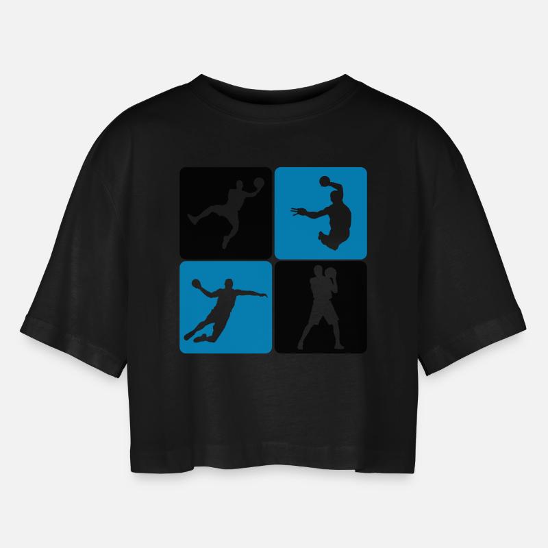 Handball Player - Frauen Oversized Cropped T-Shirt - Schwarz