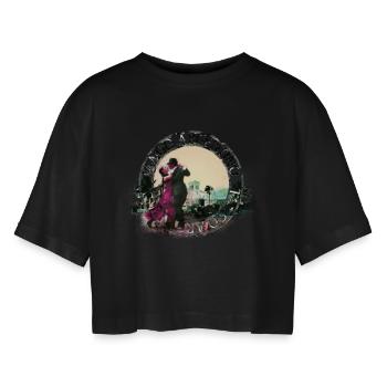 tango - Frauen Oversized Cropped T-Shirt - Schwarz - Vorne - AI Model Female 172 light (172cm)