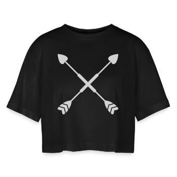 Heart decoration - Women’s Oversized Cropped T-Shirt - black - Front - AI Model Female 172 light (172cm)