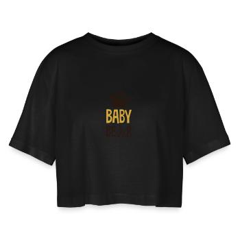 Baby Bear - Women’s Oversized Cropped T-Shirt - black - Front - AI Model Female 172 light (172cm)