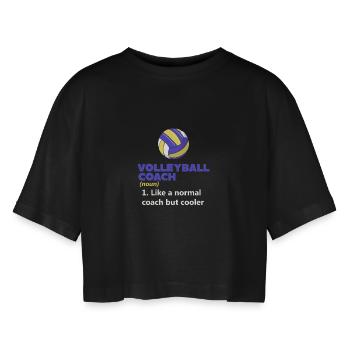Volleyball Coach Definition - Women’s Oversized Cropped T-Shirt - black - Front - AI Model Female 172 light (172cm)