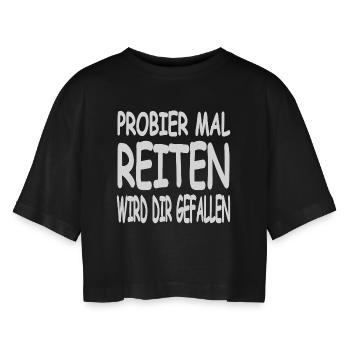 Chevaucher - T-shirt court oversize Femme - noir - Devant - AI Model Female 172 light (172cm)