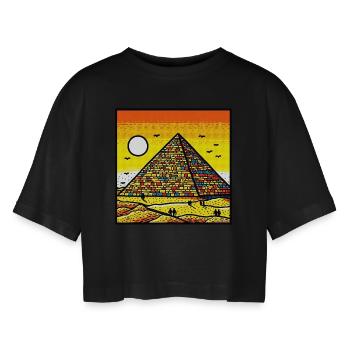Art des pyramides vif - Hommage coloré à l’ancien Eg - T-shirt court oversize Femme - noir - Devant - AI Model Female 172 light (172cm)