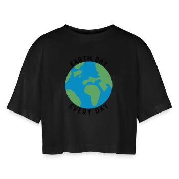 Jour de la Terre Tous les jours - T-shirt court oversize Femme - noir - Devant - AI Model Female 172 light (172cm)