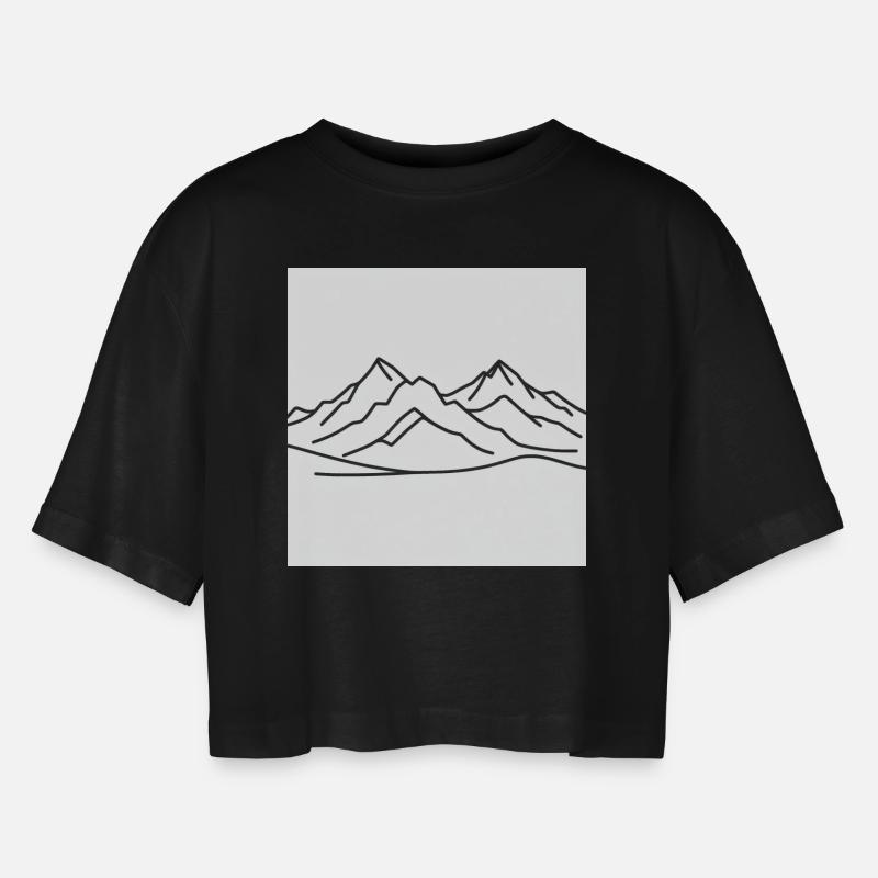 Minimalist Mountain - Women’s Oversized Cropped T-Shirt - black