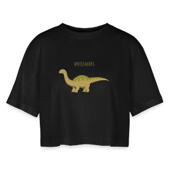Illustration amusante d’un APATOSAURUS - T-shirt court oversize Femme - noir - Devant - AI Model Female 172 light (172cm)