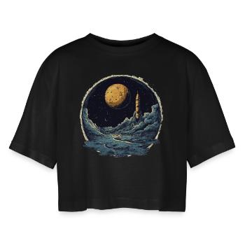 Aventure dans l’espace : Départ vers de nouveaux mondes ! - T-shirt court oversize Femme - noir - Devant - AI Model Female 172 light (172cm)