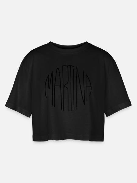 Martina - Women’s Oversized Cropped T-Shirt - black