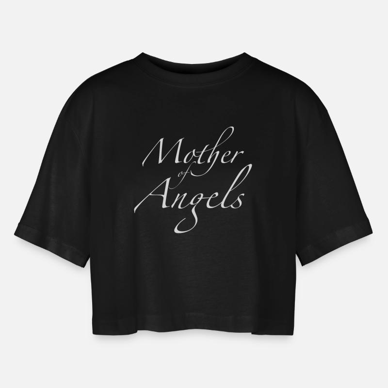 Mutter von Engeln - Frauen Oversized Cropped T-Shirt - Schwarz