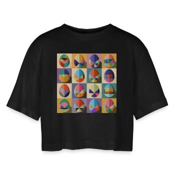 Ostereier Design No.11 - Frauen Oversized Cropped T-Shirt - Schwarz - Vorne - AI Model Female 172 light (172cm)