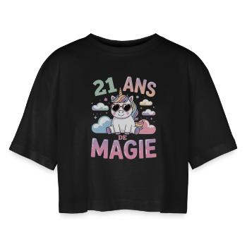 21 ans de magie - T-shirt court oversize Femme - noir - Devant - AI Model Female 172 light (172cm)