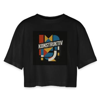 konstruktiv - Frauen Oversized Cropped T-Shirt - Schwarz - Vorne - AI Model Female 172 light (172cm)