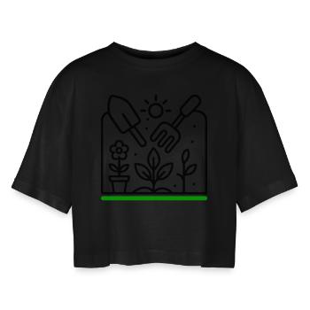 Garden Nursery Symbol - Women’s Oversized Cropped T-Shirt - black - Front - AI Model Female 172 light (172cm)