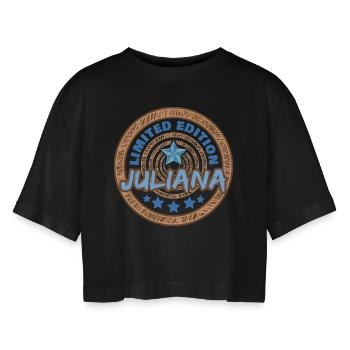 Juliana Juliana - Frauen Oversized Cropped T-Shirt - Schwarz - Vorne - AI Model Female 172 light (172cm)