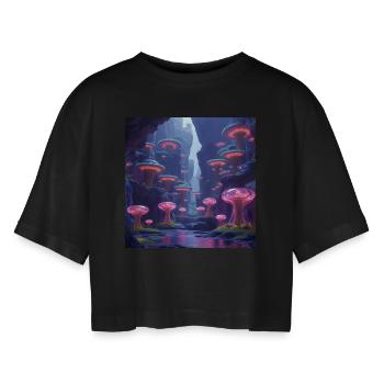 Fantasy Designs - Women’s Oversized Cropped T-Shirt - black - Front - AI Model Female 172 light (172cm)