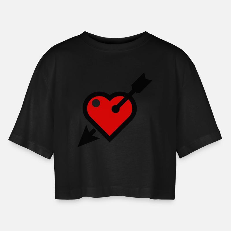 Herz - Women’s Oversized Cropped T-Shirt - black