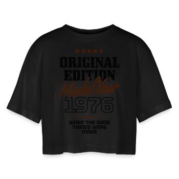 Original Edition Model Year 1976 - T-shirt court oversize Femme - noir - Devant - AI Model Female 172 light (172cm)