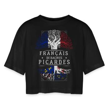 Racines Picardes - T-shirt court oversize Femme - noir - Devant - AI Model Female 172 light (172cm)
