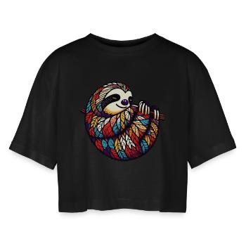 Paresse - T-shirt court oversize Femme - noir - Devant - AI Model Female 172 light (172cm)