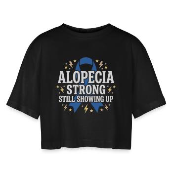 Alopecia Awareness Alopecia Areata Hair Loss - Women’s Oversized Cropped T-Shirt - black - Front - AI Model Female 172 light (172cm)
