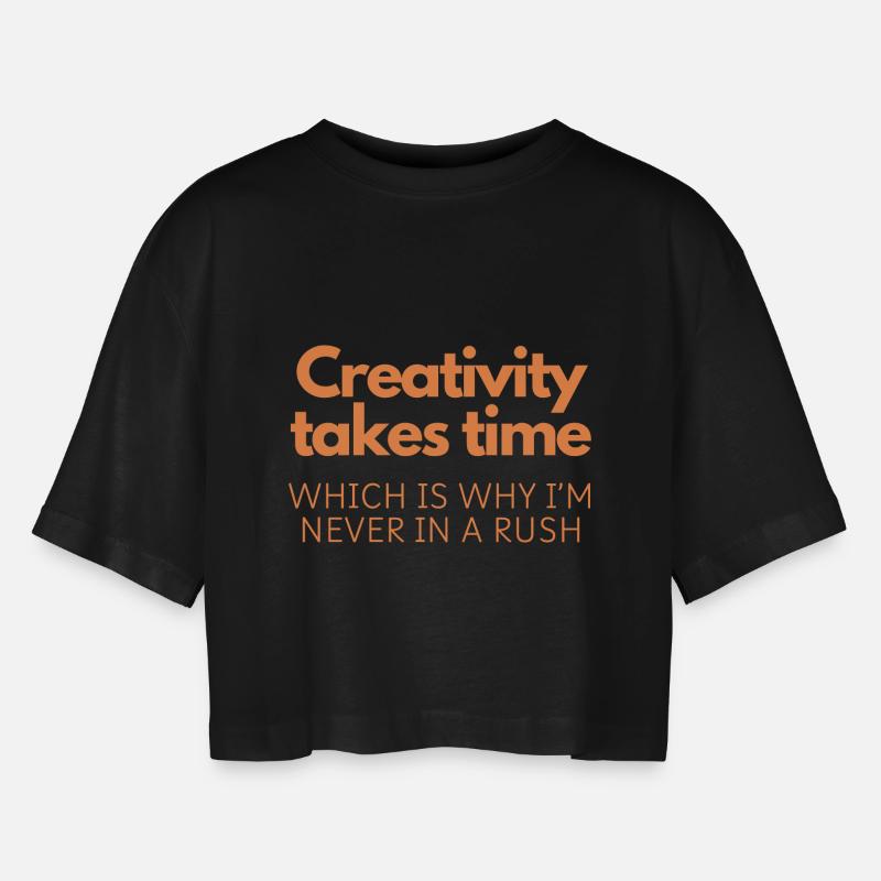 Creativity Takes Time - Women’s Oversized Cropped T-Shirt - black