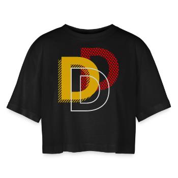 Buchstabe D Typo Geschenke - Frauen Oversized Cropped T-Shirt - Schwarz - Vorne - AI Model Female 172 light (172cm)