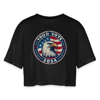 USA Vote 2024 : Design électoral emblématique du drapeau américain - T-shirt court oversize Femme - noir - Devant - AI Model Female 172 light (172cm)