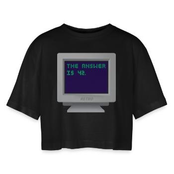 CRT - The answer is 42. - Women’s Oversized Cropped T-Shirt - black - Front - AI Model Female 172 light (172cm)