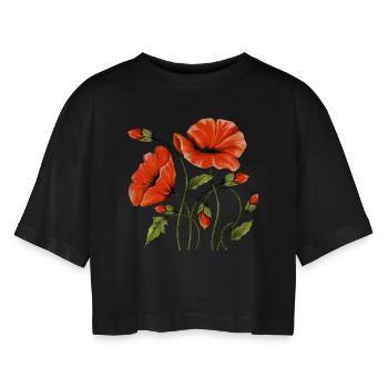 Fleur - T-shirt court oversize Femme - noir - Devant - AI Model Female 172 light (172cm)