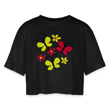 papillons - T-shirt court oversize Femme - noir - Devant - AI Model Female 172 light (172cm)