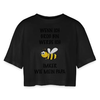 Wenn ich groß bin werde ich Imker - Frauen Oversized Cropped T-Shirt - Schwarz - Vorne - AI Model Female 172 light (172cm)
