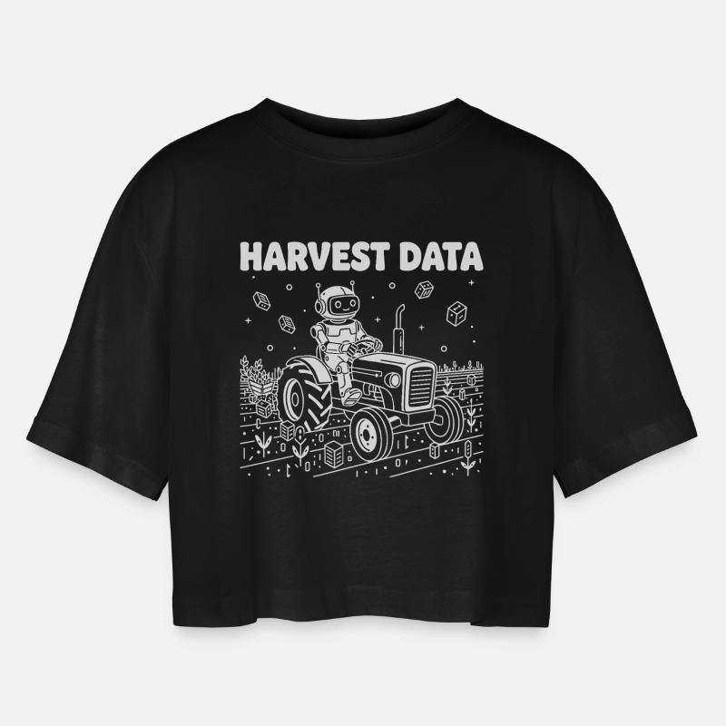 Robot Harvest Data sul trattore - Maglietta corta dal taglio oversize per donna - nero