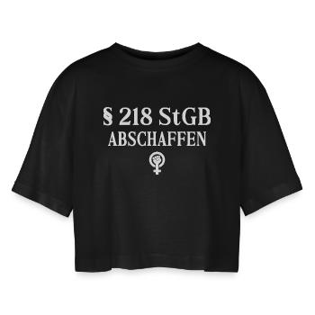 § 218 Abschaffen Feministisches Statement Design - Frauen Oversized Cropped T-Shirt - Schwarz - Vorne - AI Model Female 172 light (172cm)
