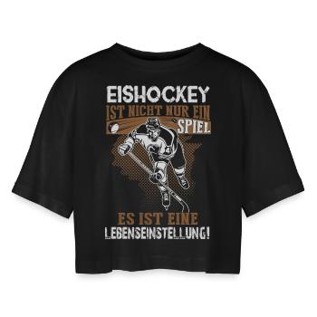 Eishockey - eine Lebenseinstellung - Frauen Oversized Cropped T-Shirt - Schwarz - Vorne - AI Model Female 172 light (172cm)