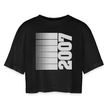 Leisure time 2007 - Women’s Oversized Cropped T-Shirt - black - Front - AI Model Female 172 light (172cm)