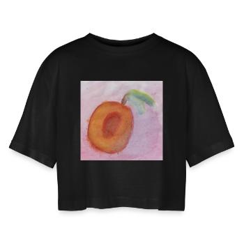 Pfirsisch_Wasserfarben - T-shirt court oversize Femme - noir - Devant - AI Model Female 172 light (172cm)