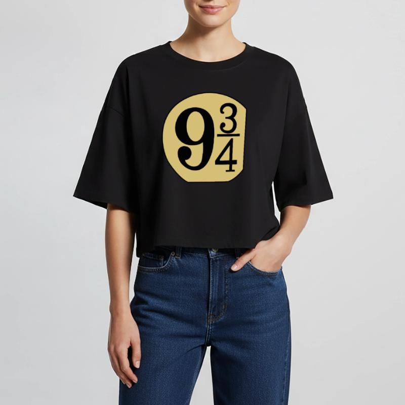 Schild 9 3/4 Frauen Oversized Cropped T-Shirt