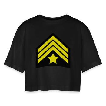 sergeant_cop__f2 - Frauen Oversized Cropped T-Shirt - Schwarz - Vorne - AI Model Female 172 light (172cm)