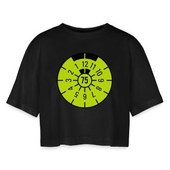 TÜV 1975 - Frauen Oversized Cropped T-Shirt - Schwarz - Vorne - AI Model Female 172 light (172cm)