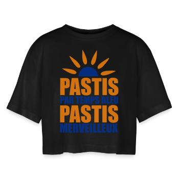 pastis par temps bleu pastis merveilleux - Women’s Oversized Cropped T-Shirt - black - Front - AI Model Female 172 light (172cm)