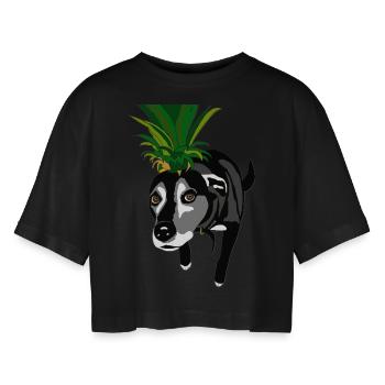 Morris III le bon chien à l’ananas - T-shirt court oversize Femme - noir - Devant - AI Model Female 172 light (172cm)
