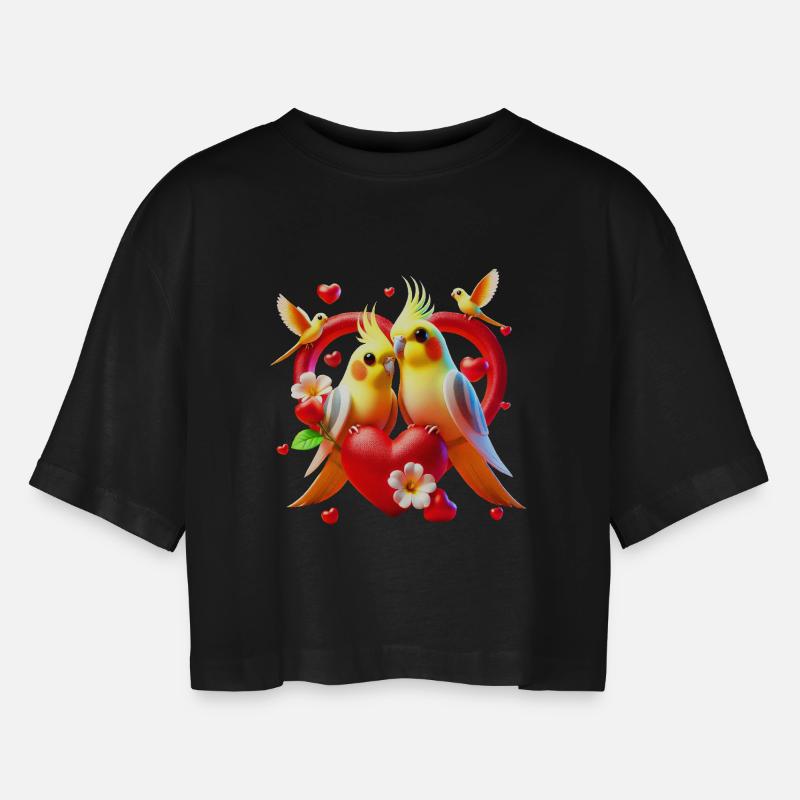 Nymph Heart (03) - Women’s Oversized Cropped T-Shirt - black