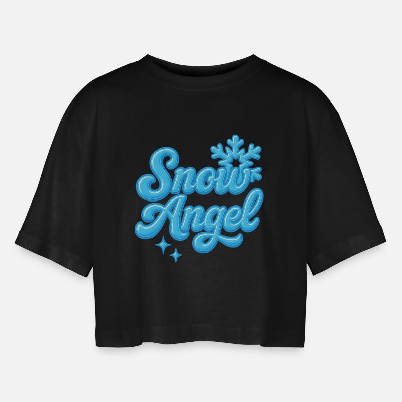 Snow Angle / Y2K Statement Design - Women’s Oversized Cropped T-Shirt - black