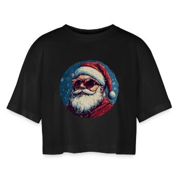 Le Père Noël avec des lunettes de soleil - T-shirt court oversize Femme - noir - Devant - AI Model Female 172 light (172cm)