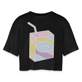 tweek juice box - Frauen Oversized Cropped T-Shirt - Schwarz - Vorne - AI Model Female 172 light (172cm)