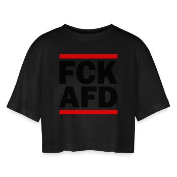 Fuck afd - Frauen Oversized Cropped T-Shirt - Schwarz - Vorne - AI Model Female 172 light (172cm)