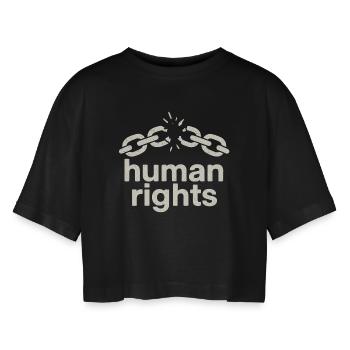 Droits de l’homme - T-shirt court oversize Femme - noir - Devant - AI Model Female 172 light (172cm)