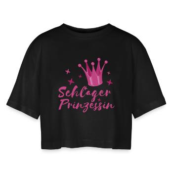 Schlager Princess Schlagerfan Krone musique folklorique - T-shirt court oversize Femme - noir - Devant - AI Model Female 172 light (172cm)