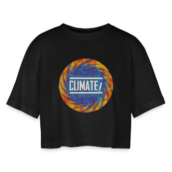 Klimawandel Protest Design - Frauen Oversized Cropped T-Shirt - Schwarz - Vorne - AI Model Female 172 light (172cm)